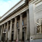 Facade of the headquarters of Banco República in Ciudad Vieja.