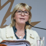 La ministra Cristina Lustemberg durante su comparecencia por el caso de la anestesista