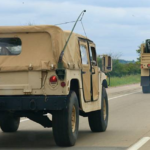 Vehículo blindado Mamba MK7 del Ejército Nacional