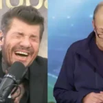 Roberto Peña imitando a Marcelo Bielsa frente a Marcelo Tinelli en un set de televisión.
